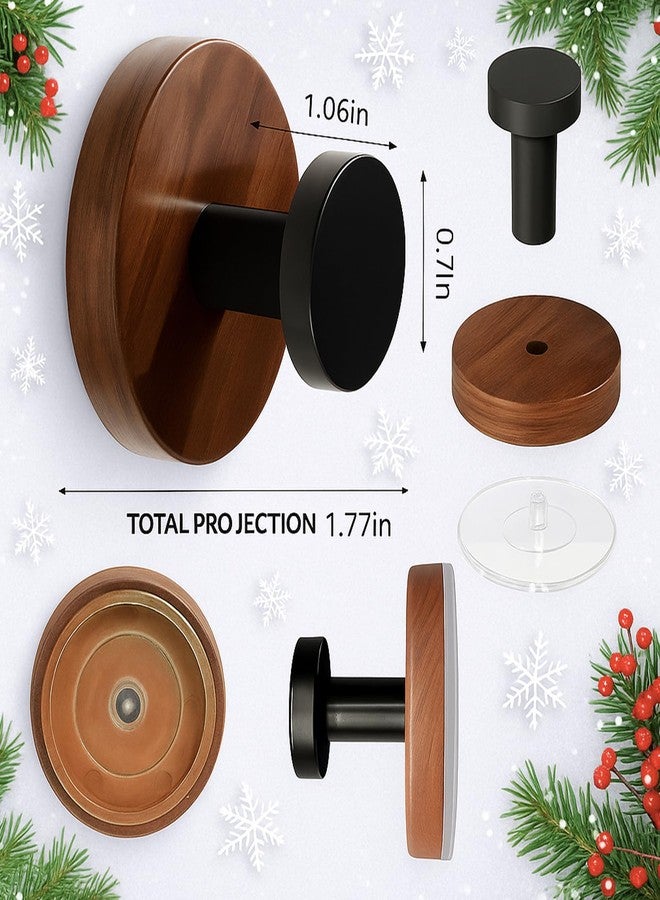 TNDCKP Suction Cup Hooks for Wreaths for Glass，twist suction cup hooks, No Damage Wreath Hanger for Glass Doors, Magnetic Door Hooks for Wreaths, Wreath Hanger Suction Cup for Front Door (Walnut, 4-Pack) - Image 3